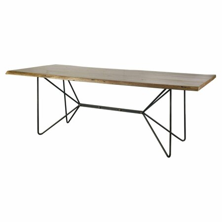 HOMEROOTS Natural Tapered Live Edge Top with Iron Base Dining Table 380464